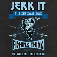 Funny Jerk It Till She Swallows Trout Bass Fishing Gear 7 Panel Mesh Trucker Snapback Hat