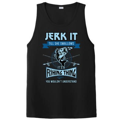 Funny Jerk It Till She Swallows Trout Bass Fishing Gear PosiCharge Competitor Tank