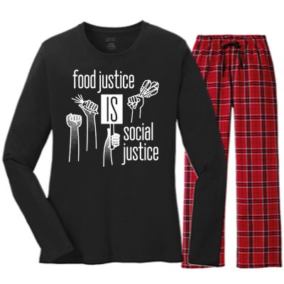 Food Justice Is Social Justice Women's Long Sleeve Flannel Pajama Set 