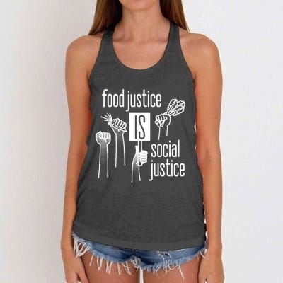 Food Justice Is Social Justice Women's Knotted Racerback Tank