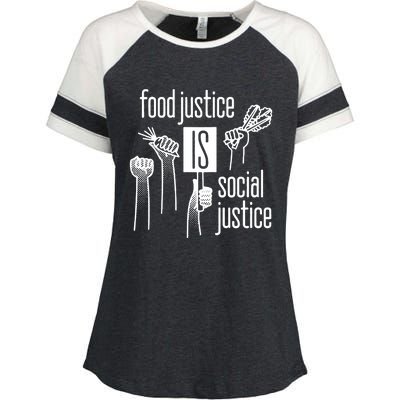 Food Justice Is Social Justice Enza Ladies Jersey Colorblock Tee