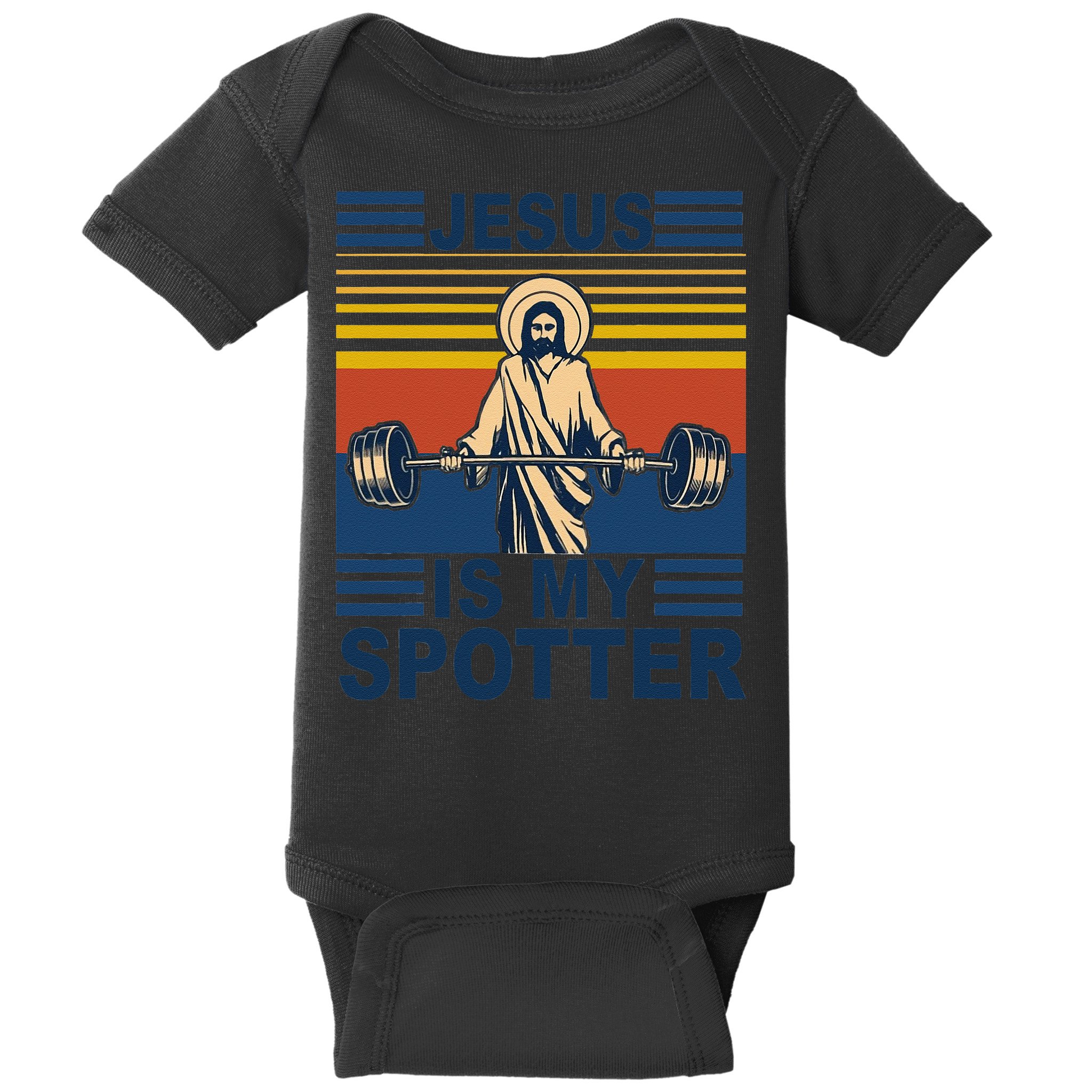 Fitness Jesus Is My Spotter Vintage Baby Bodysuit