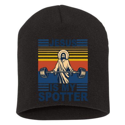 Fitness Jesus Is My Spotter Vintage Short Acrylic Beanie