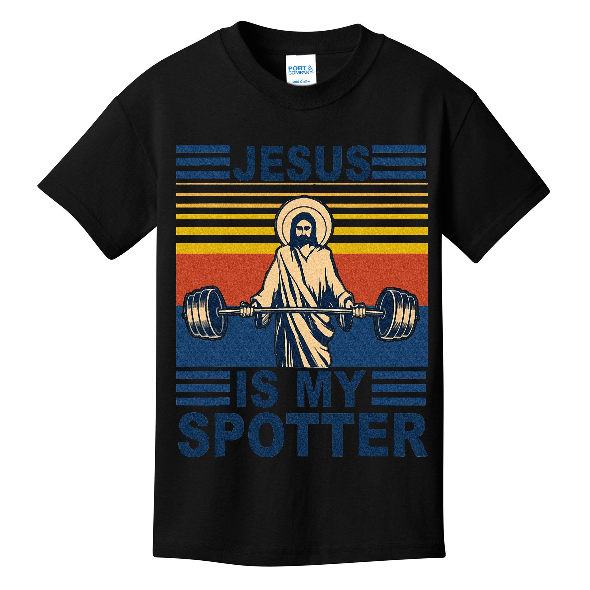 Fitness Jesus Is My Spotter Vintage Kids T-Shirt