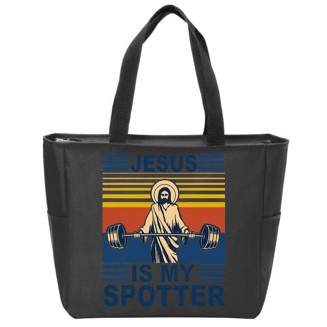 Fitness Jesus Is My Spotter Vintage Zip Tote Bag