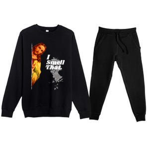 Funny Jesus I Smell That Religious Stoner Cannabis Marijuana Premium Crewneck Sweatsuit Set