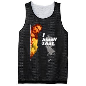 Funny Jesus I Smell That Religious Stoner Cannabis Marijuana Mesh Reversible Basketball Jersey Tank