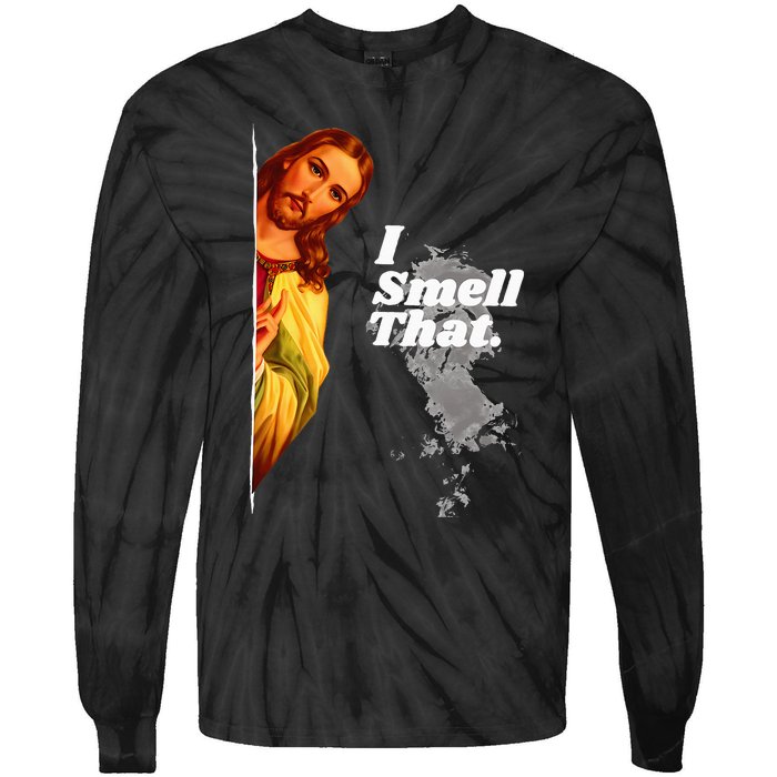 Funny Jesus I Smell That Religious Stoner Cannabis Marijuana Tie-Dye Long Sleeve Shirt