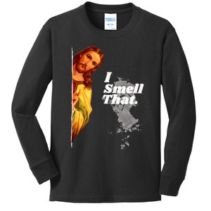 Funny Jesus I Smell That Religious Stoner Cannabis Marijuana Kids Long Sleeve Shirt