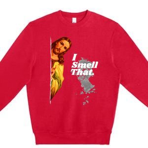 Funny Jesus I Smell That Religious Stoner Cannabis Marijuana Premium Crewneck Sweatshirt