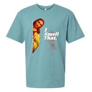 Funny Jesus I Smell That Religious Stoner Cannabis Marijuana Sueded Cloud Jersey T-Shirt