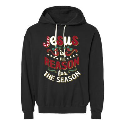 Festive Jesus Is The Reason For The Season Garment-Dyed Fleece Hoodie