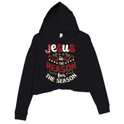 Festive Jesus Is The Reason For The Season Crop Fleece Hoodie