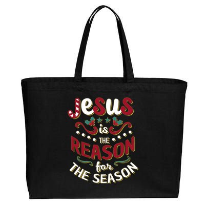 Festive Jesus Is The Reason For The Season Cotton Canvas Jumbo Tote