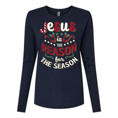 Festive Jesus Is The Reason For The Season Womens Cotton Relaxed Long Sleeve T-Shirt