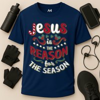 Festive Jesus Is The Reason For The Season Cooling Performance Crew T-Shirt