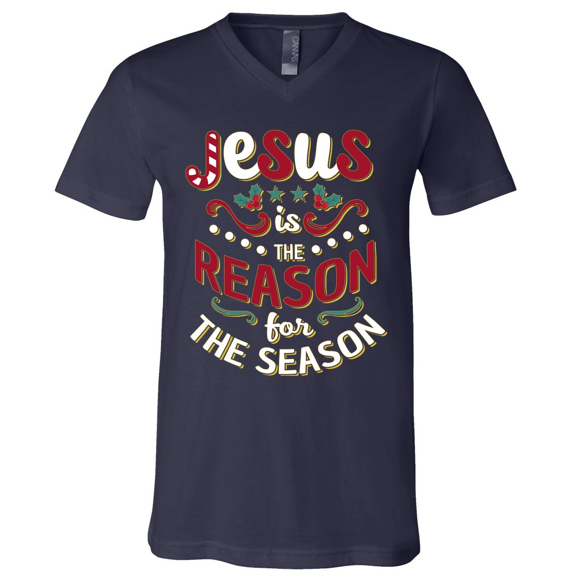 Festive Jesus Is The Reason For The Season V-Neck T-Shirt