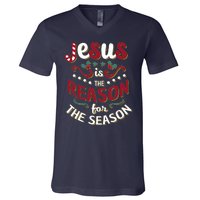 Festive Jesus Is The Reason For The Season V-Neck T-Shirt