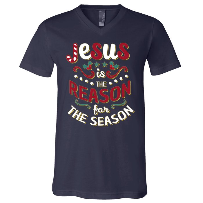 Festive Jesus Is The Reason For The Season V-Neck T-Shirt