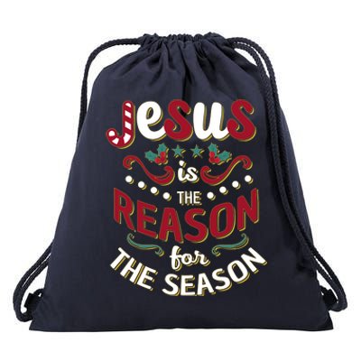 Festive Jesus Is The Reason For The Season Drawstring Bag