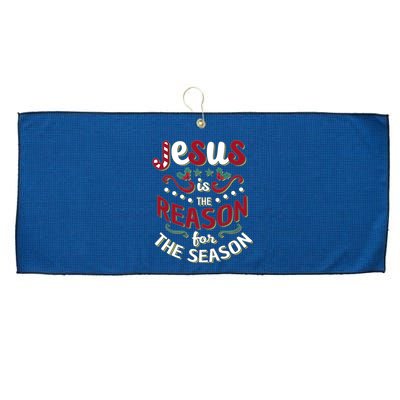 Festive Jesus Is The Reason For The Season Large Microfiber Waffle Golf Towel