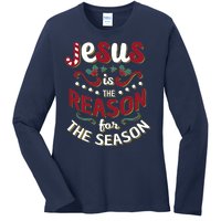 Festive Jesus Is The Reason For The Season Ladies Long Sleeve Shirt