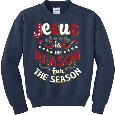 Festive Jesus Is The Reason For The Season Kids Sweatshirt