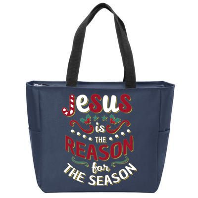 Festive Jesus Is The Reason For The Season Zip Tote Bag