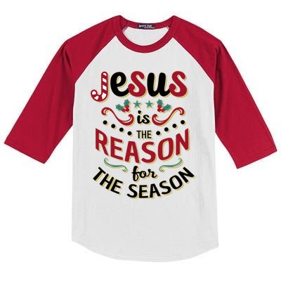 Festive Jesus Is The Reason For The Season Kids Colorblock Raglan Jersey