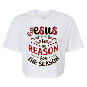 Festive Jesus Is The Reason For The Season Bella+Canvas Jersey Crop Tee