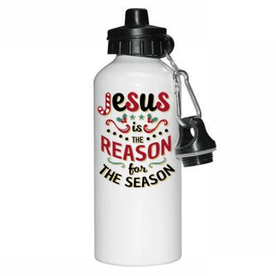 Festive Jesus Is The Reason For The Season Aluminum Water Bottle