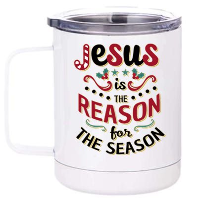 Festive Jesus Is The Reason For The Season 12 oz Stainless Steel Tumbler Cup