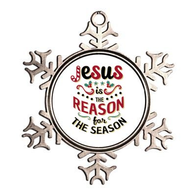 Festive Jesus Is The Reason For The Season Metallic Star Ornament