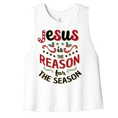 Festive Jesus Is The Reason For The Season Women's Racerback Cropped Tank