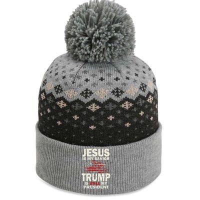 Funny Jesus Is My Savior Trump Is Still My President The Baniff Cuffed Pom Beanie