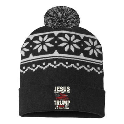 Funny Jesus Is My Savior Trump Is Still My President USA-Made Snowflake Beanie