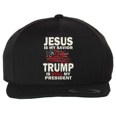 Funny Jesus Is My Savior Trump Is Still My President Wool Snapback Cap