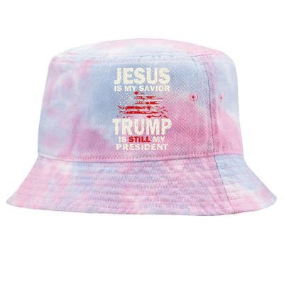 Funny Jesus Is My Savior Trump Is Still My President Tie-Dyed Bucket Hat