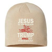 Funny Jesus Is My Savior Trump Is Still My President Sustainable Beanie