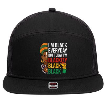 Funny Juneteenth I'm Blackity Black Woman African American 7 Panel Mesh Trucker Snapback Hat