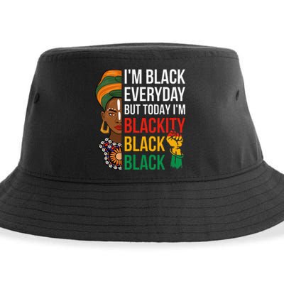 Funny Juneteenth I'm Blackity Black Woman African American Sustainable Bucket Hat