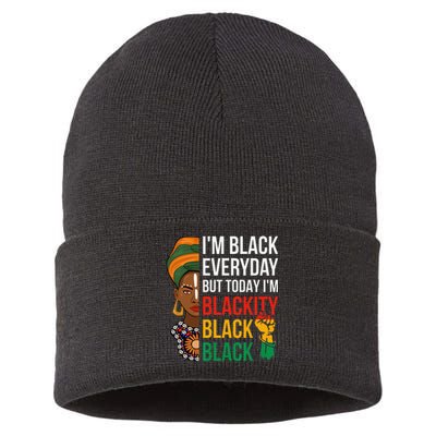 Funny Juneteenth I'm Blackity Black Woman African American Sustainable Knit Beanie