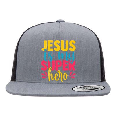 Funny Jesus is my superhero christian Cute Powerful Love God Flat Bill Trucker Hat