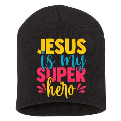 Funny Jesus is my superhero christian Cute Powerful Love God Short Acrylic Beanie