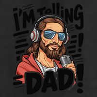 Funny Jesus IM Telling Dad Religious 7 Panel Mesh Trucker Snapback Hat