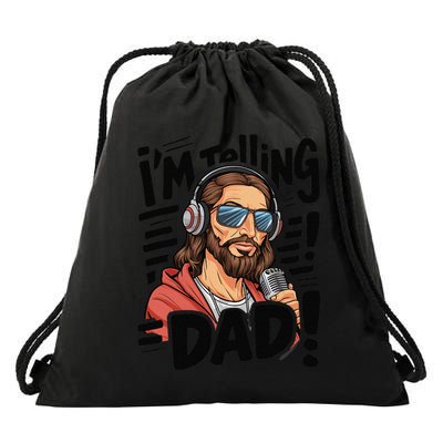 Funny Jesus IM Telling Dad Religious Drawstring Bag