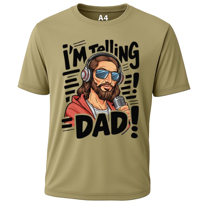 Funny Jesus IM Telling Dad Religious Cooling Performance Crew T-Shirt