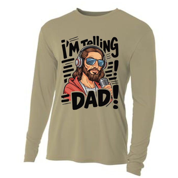 Funny Jesus IM Telling Dad Religious Cooling Performance Long Sleeve Crew