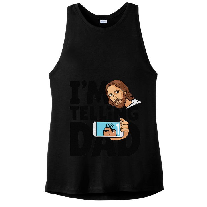 Funny Jesus IM Telling Dad Religious Ladies PosiCharge Tri-Blend Wicking Tank