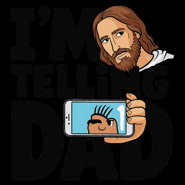 Funny Jesus IM Telling Dad Religious Cropped Pullover Crew